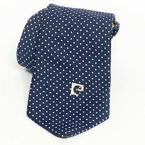 Pierre Cardin Neck Tie Blue White Polka Dots 100%